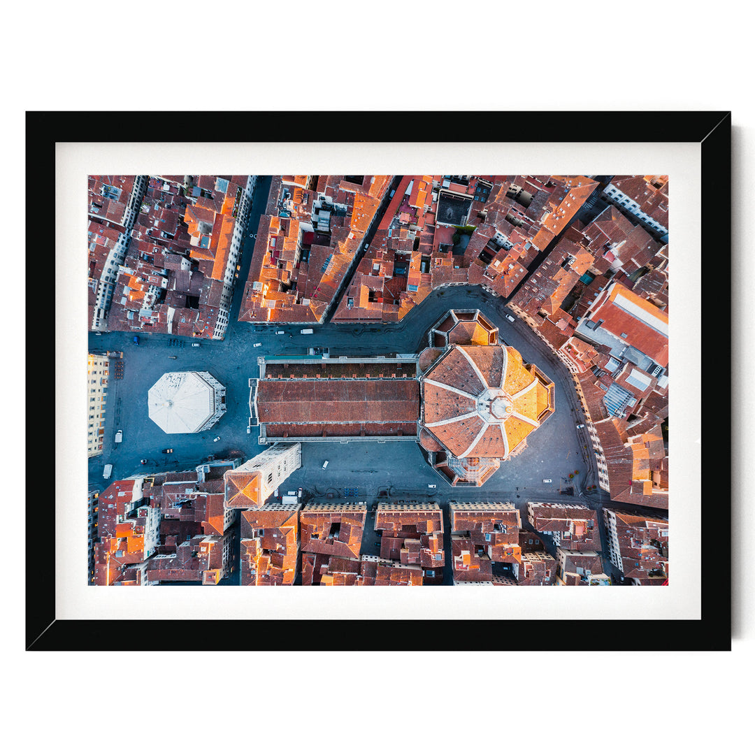 Florence from the Top, Tuscany, Italy – fine art print in a black frame with white mat