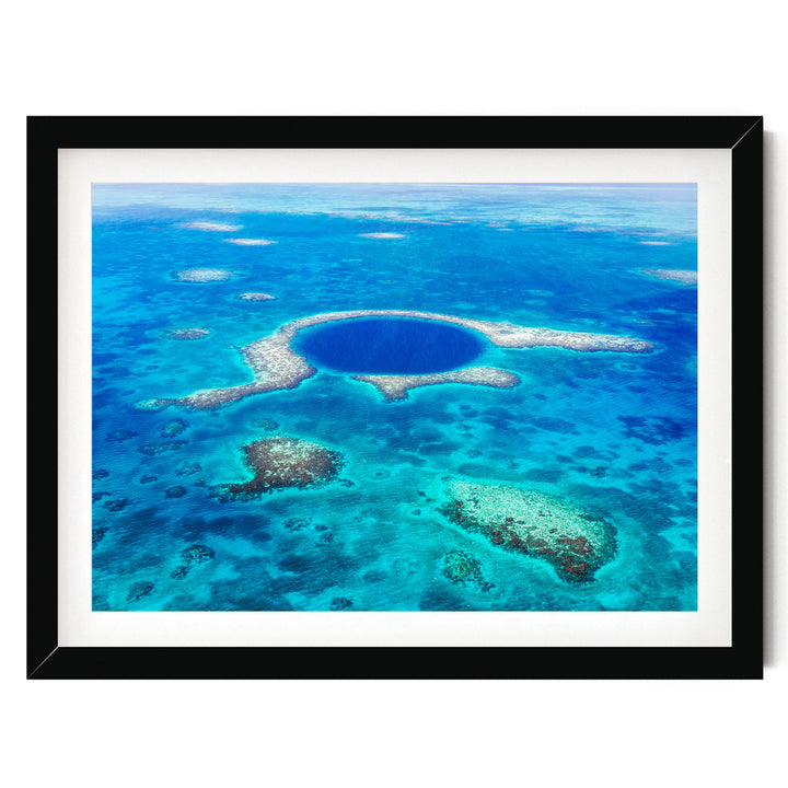 The Great Blue Hole, Belize – fine art print in a black frame with white mat