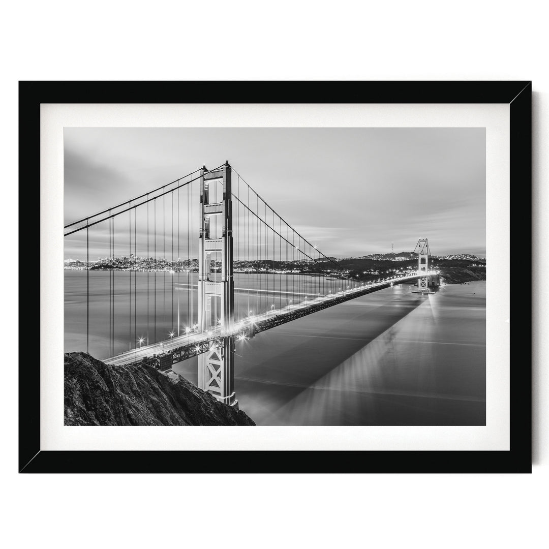 Dawn at the Golden Gate I, San Francisco, California – fine art print in a black frame with white mat