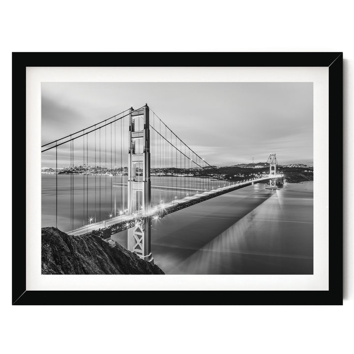 Dawn at the Golden Gate I, San Francisco, California – fine art print in a black frame with white mat
