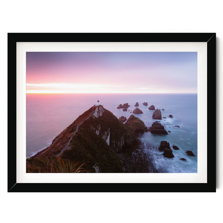 Nugget Point, New Zealand – fine art print in a black frame with white mat