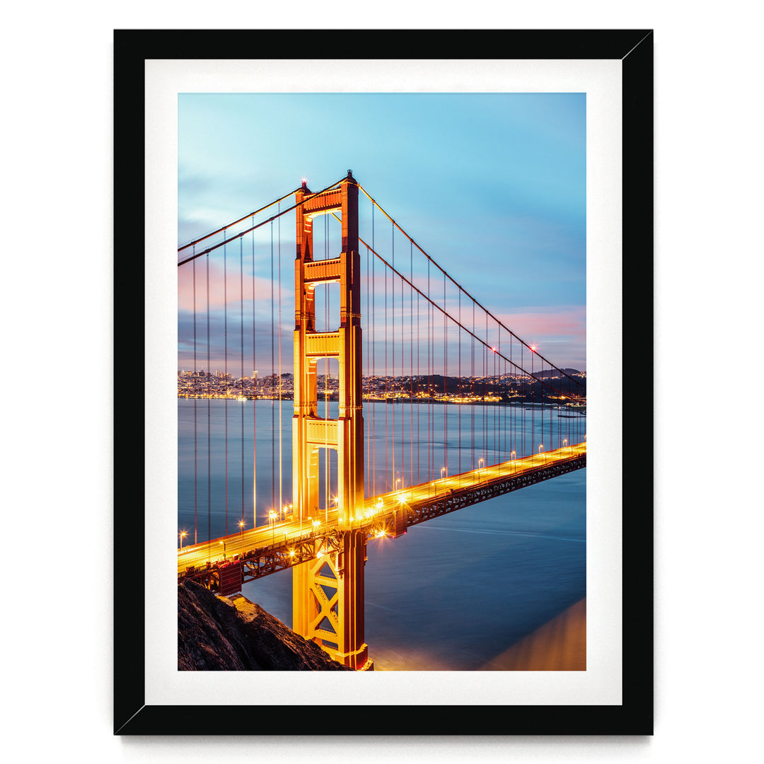 Dawn at the Golden Gate II, San Francisco, California – fine art print in a black frame with white mat