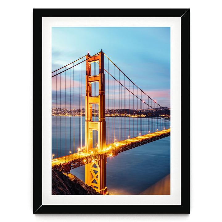 Dawn at the Golden Gate II, San Francisco, California – fine art print in a black frame with white mat