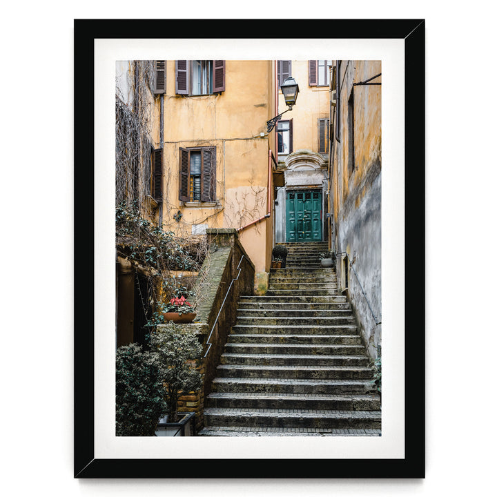 Alleys of Rome I, Italy – fine art print in a black frame with white mat