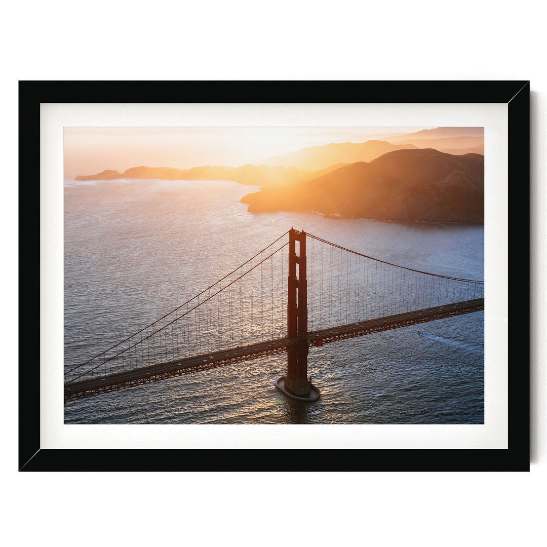 Sunset over the Bay, San Francisco, California – fine art print in a black frame with white mat