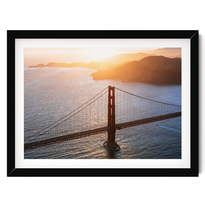 Sunset over the Bay, San Francisco, California – fine art print in a black frame with white mat