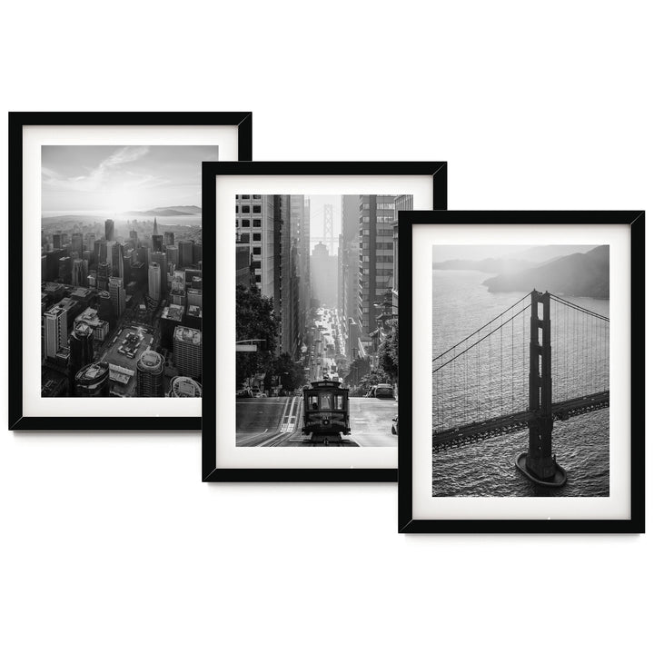 San Francisco, California – Black and White Print Set – fine art print set in black frames with white mats