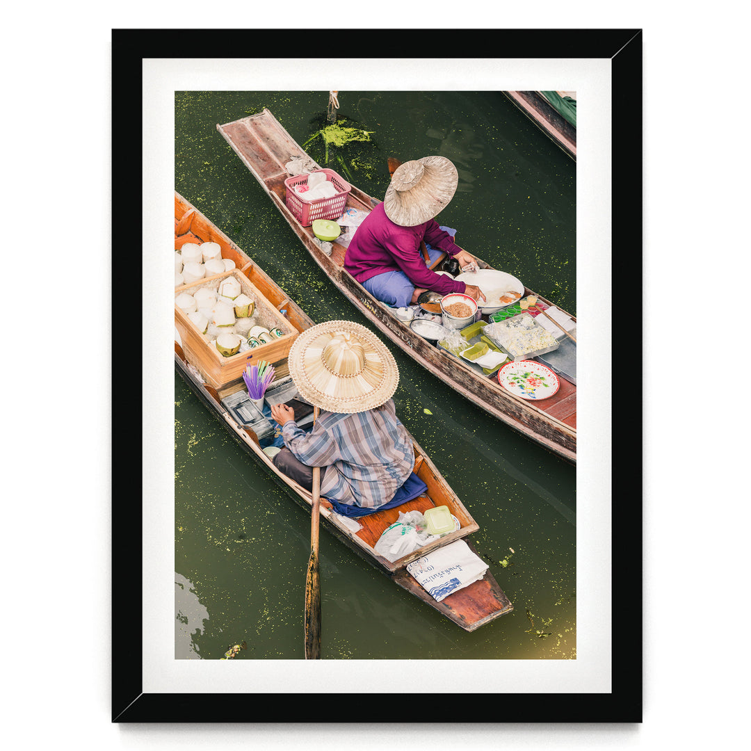 At the Floating Market, Bangkok I, Thailand – fine art print in a black frame with white mat