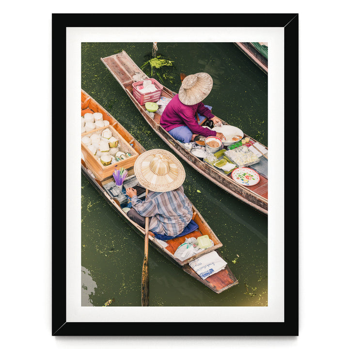 At the Floating Market, Bangkok I, Thailand – fine art print in a black frame with white mat