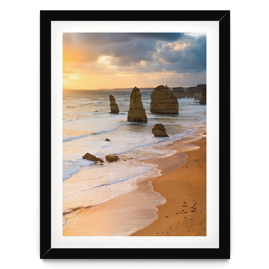 The Twelve Apostles II, Great Ocean Road, Australia – fine art print in a black frame with white mat