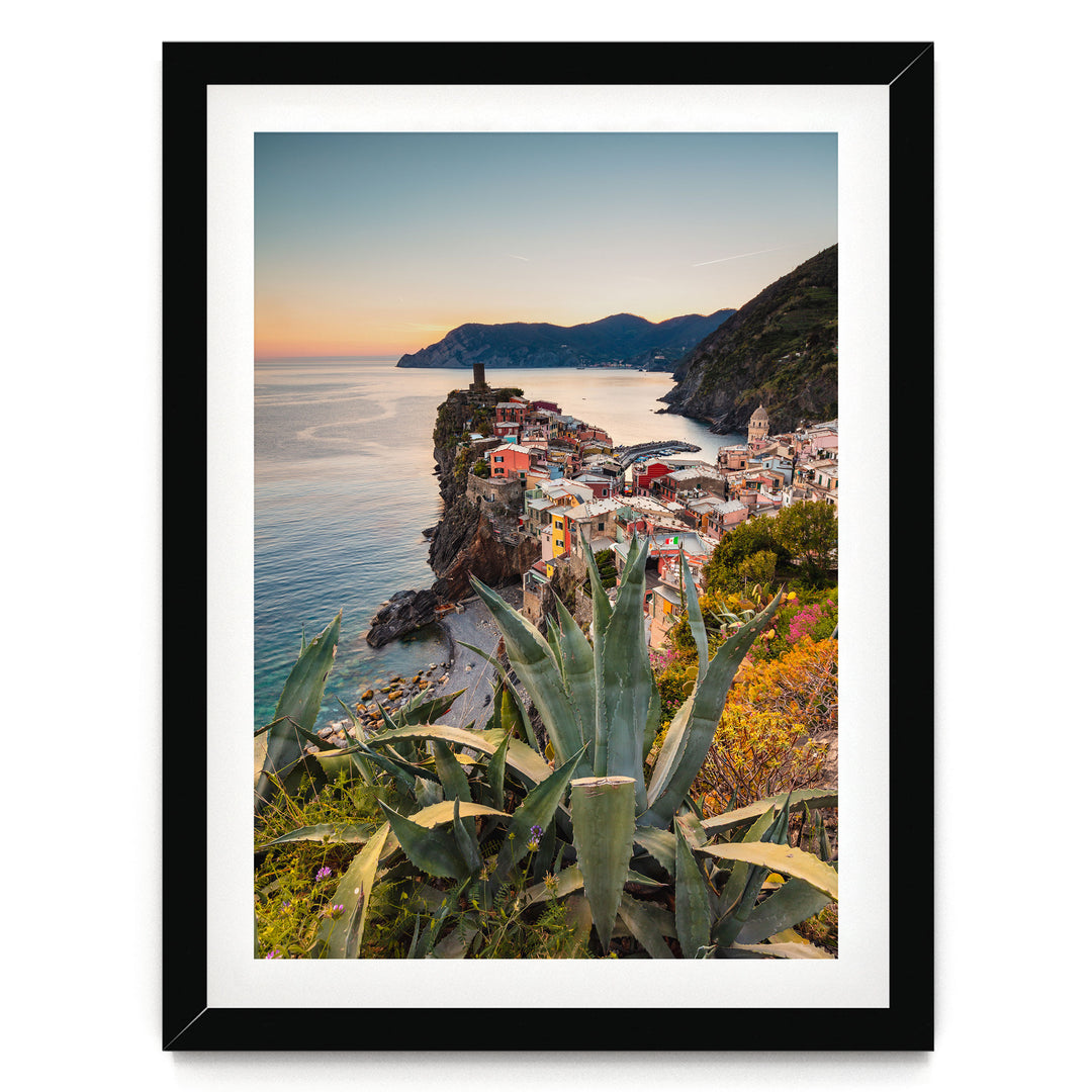 Corniglia, Cinque Terre, Italy – fine art print in a black frame with white mat