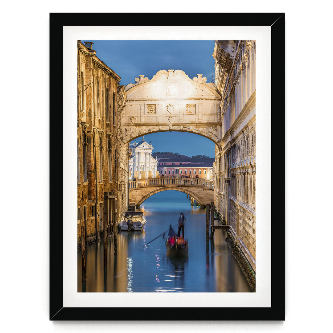 Bridge of Sighs, Venice, Italy – fine art print in a black frame with white mat
