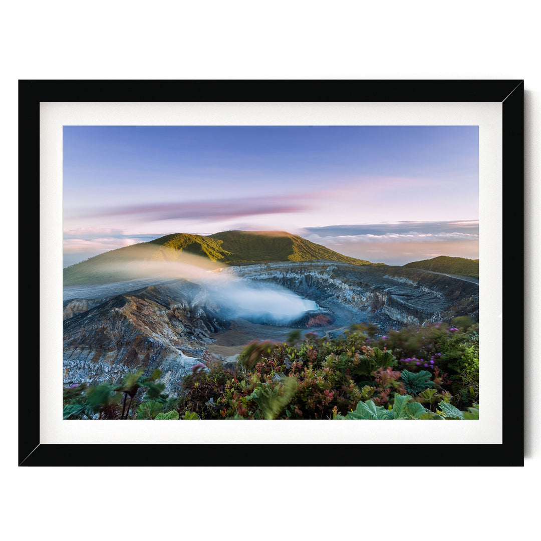 Poás Volcano, Costa Rica – fine art print in a black frame with white mat