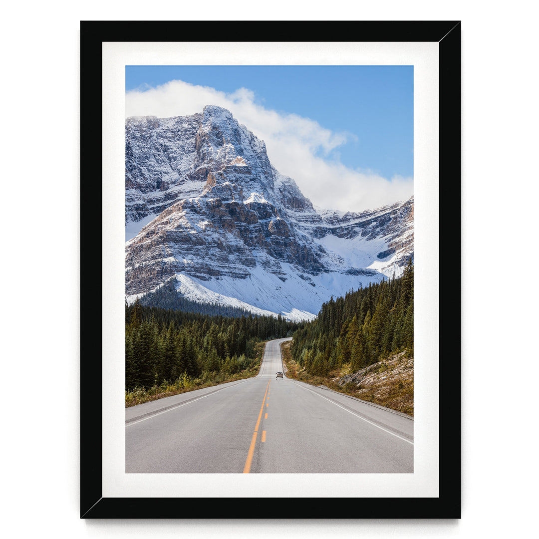 Icefields Parkway, Alberta, Canada – fine art print in a black frame with white mat