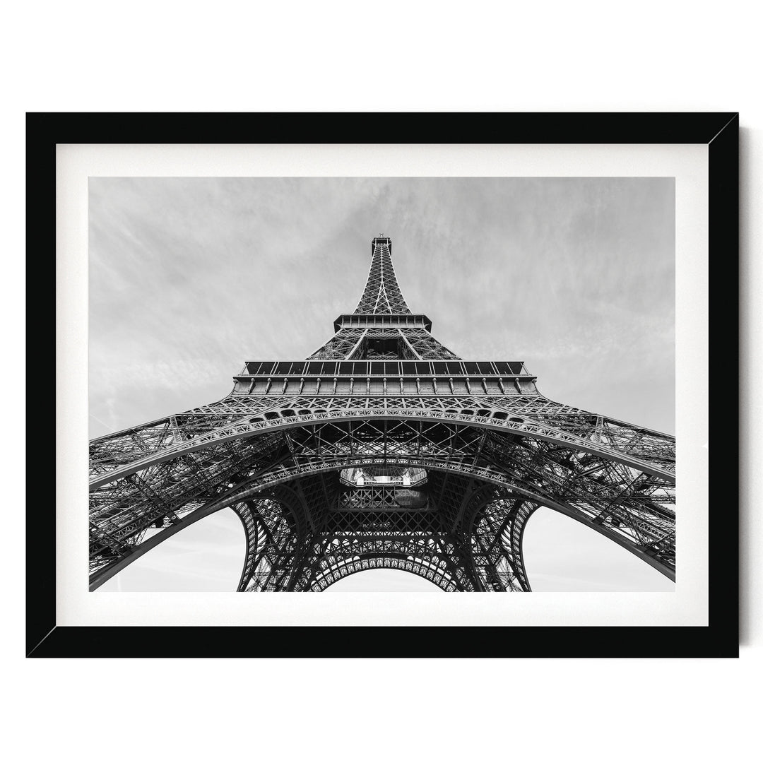Under the Eiffel Tower, Paris, France – fine art print in a black frame with white mat