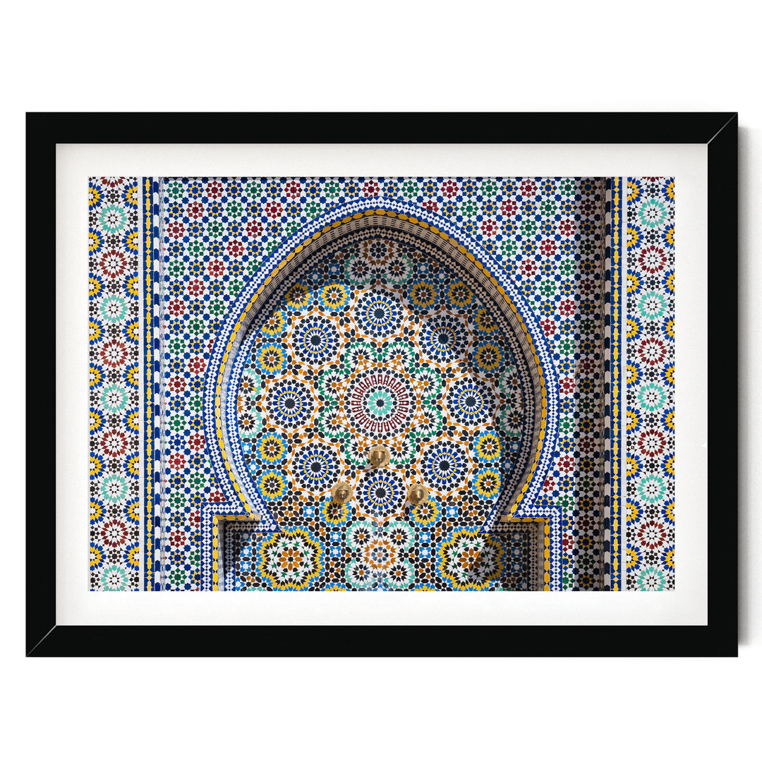 Mosaic Fountain II, Meknes, Morocco – fine art print in a black frame with white mat