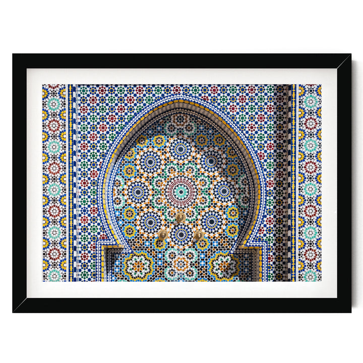 Mosaic Fountain II, Meknes, Morocco – fine art print in a black frame with white mat