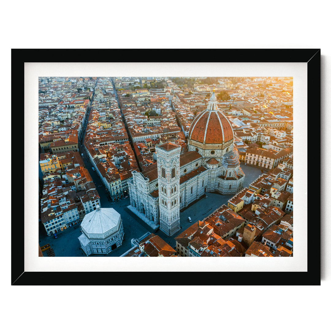 Florence Cathedral II, Tuscany, Italy – fine art print in a black frame with white mat