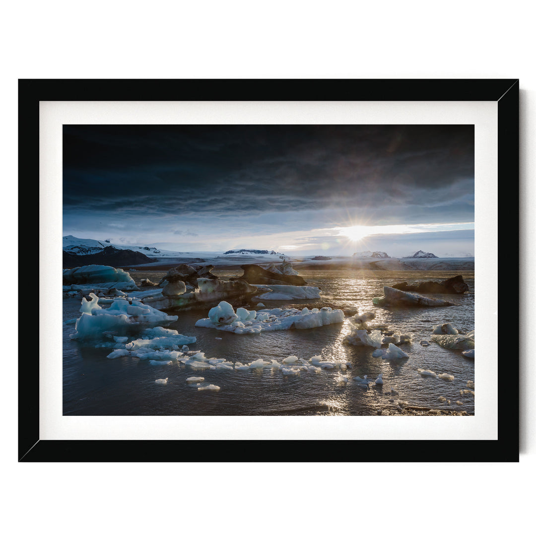 Midnight Sun, Iceland – fine art print in a black frame with white mat