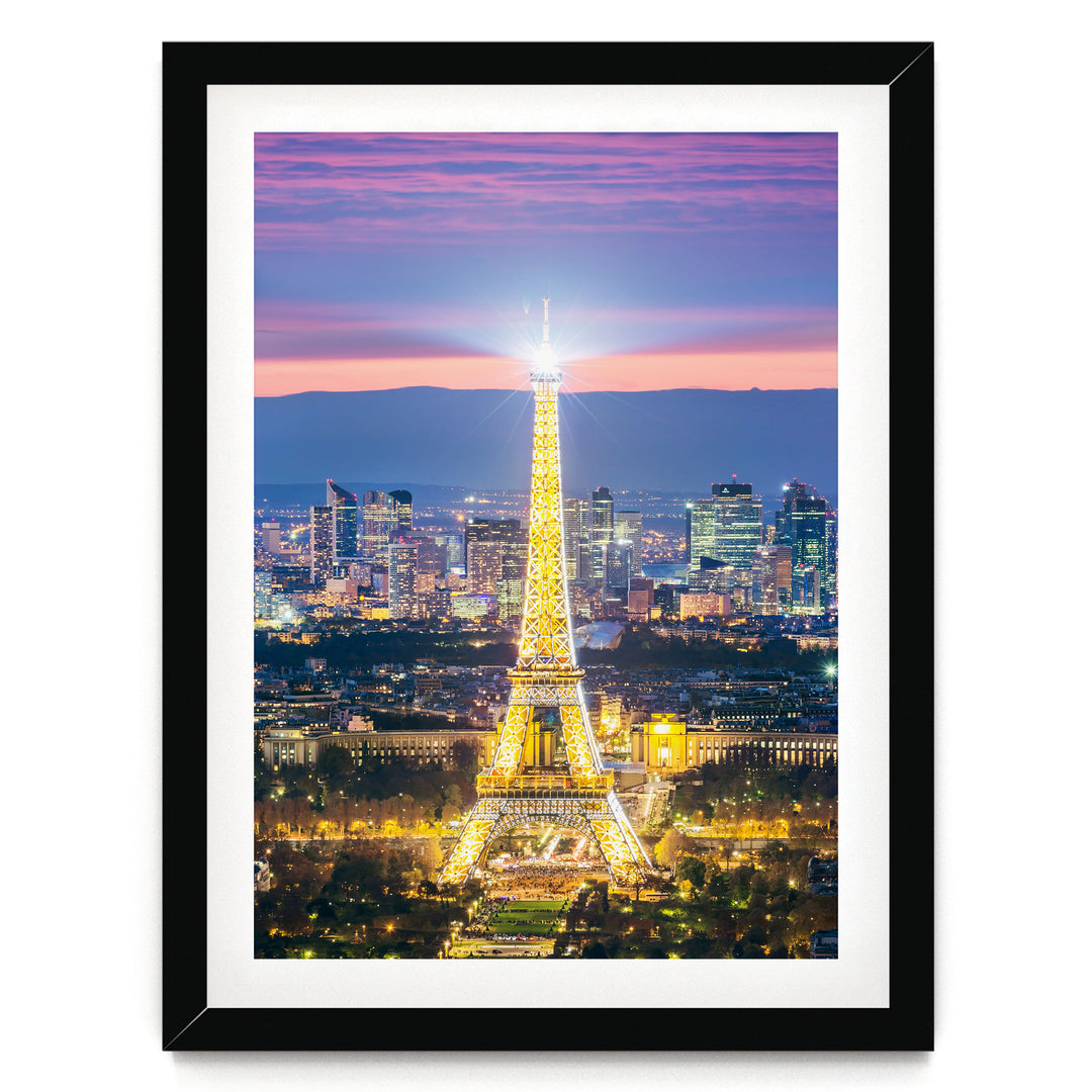 Night in Paris II, France – fine art print in a black frame with white mat