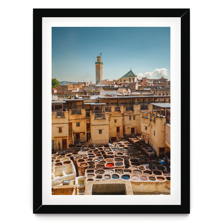 The Tannery, Fes, Morocco – fine art print in a black frame with white mat