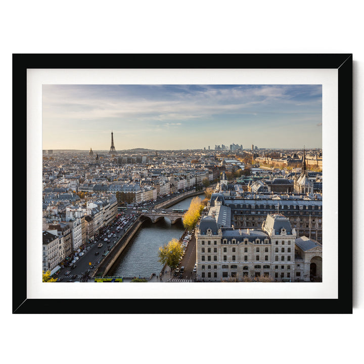A View over Paris, France – fine art print in a black frame with white mat