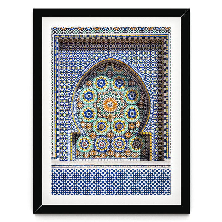 Mosaic Fountain, Meknes, Morocco – fine art print in a black frame with white mat