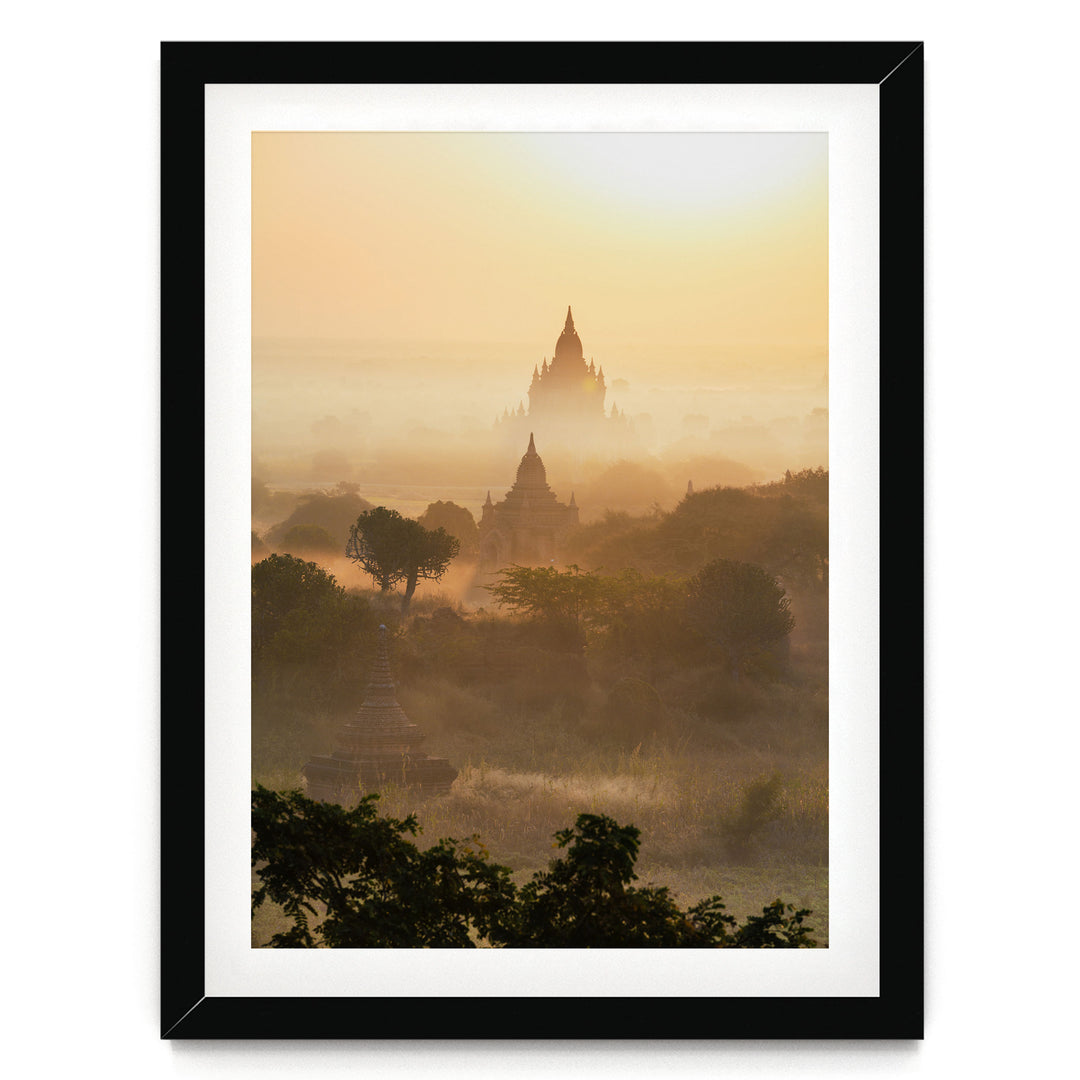 Bagan Pagodas II, Myanmar – fine art print in a black frame with white mat