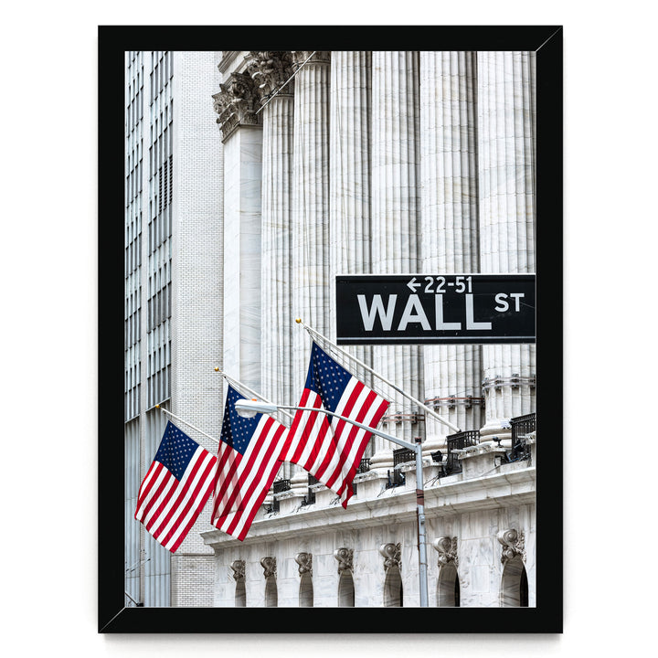Wall Street, New York City – fine art print in a black frame, no mat