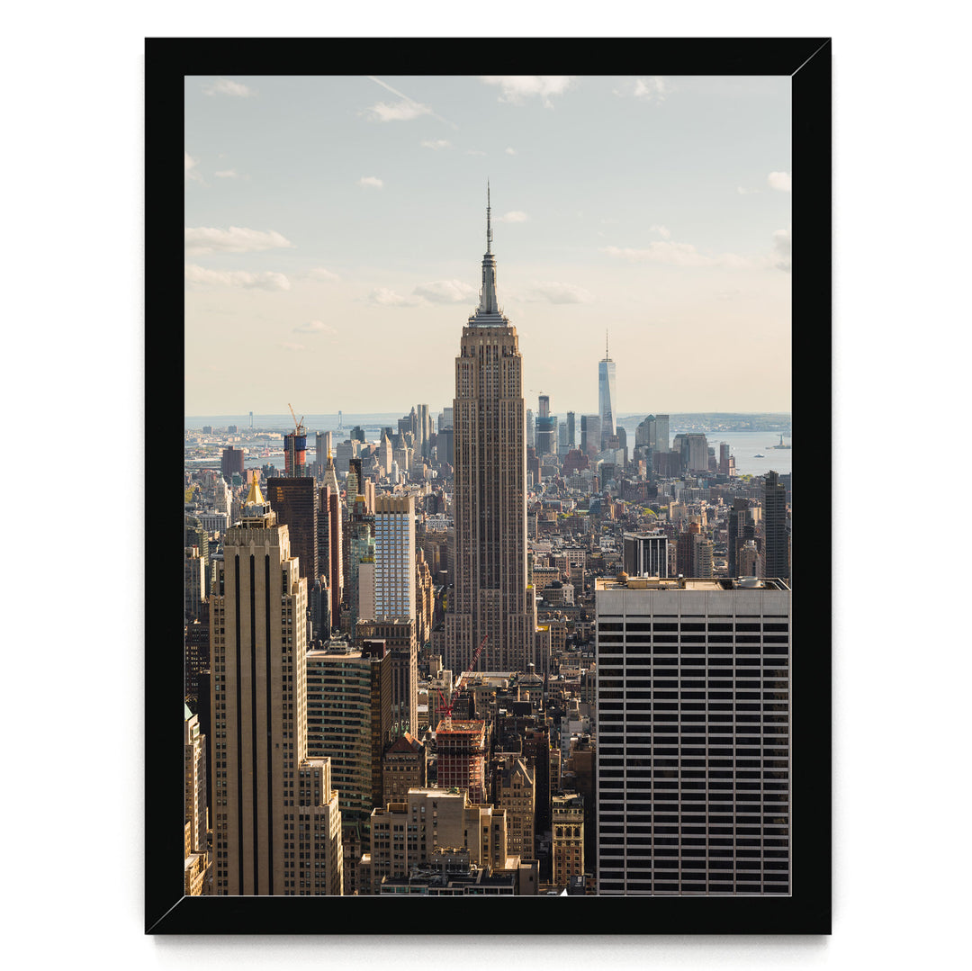 Empire State Building at Sunset, New York City – fine art print in a black frame, no mat