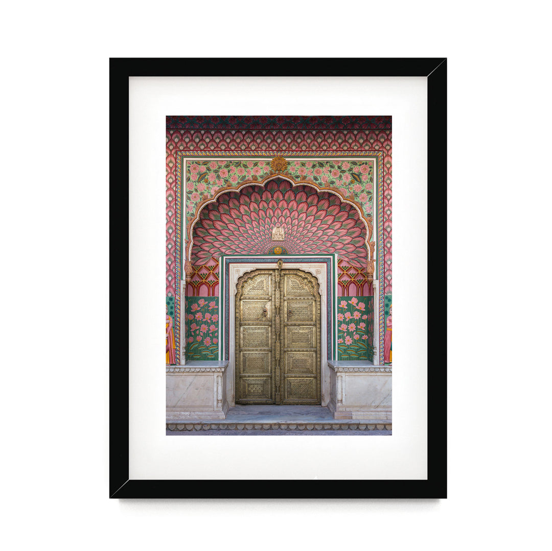 a painting of a doorway in a building