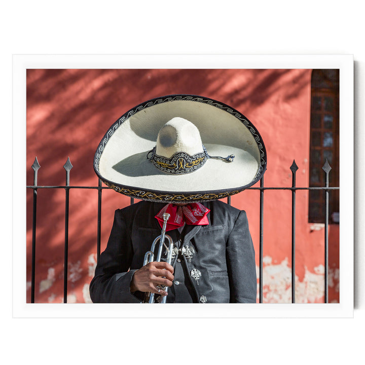 Mexican charro print in a white frame, no mat