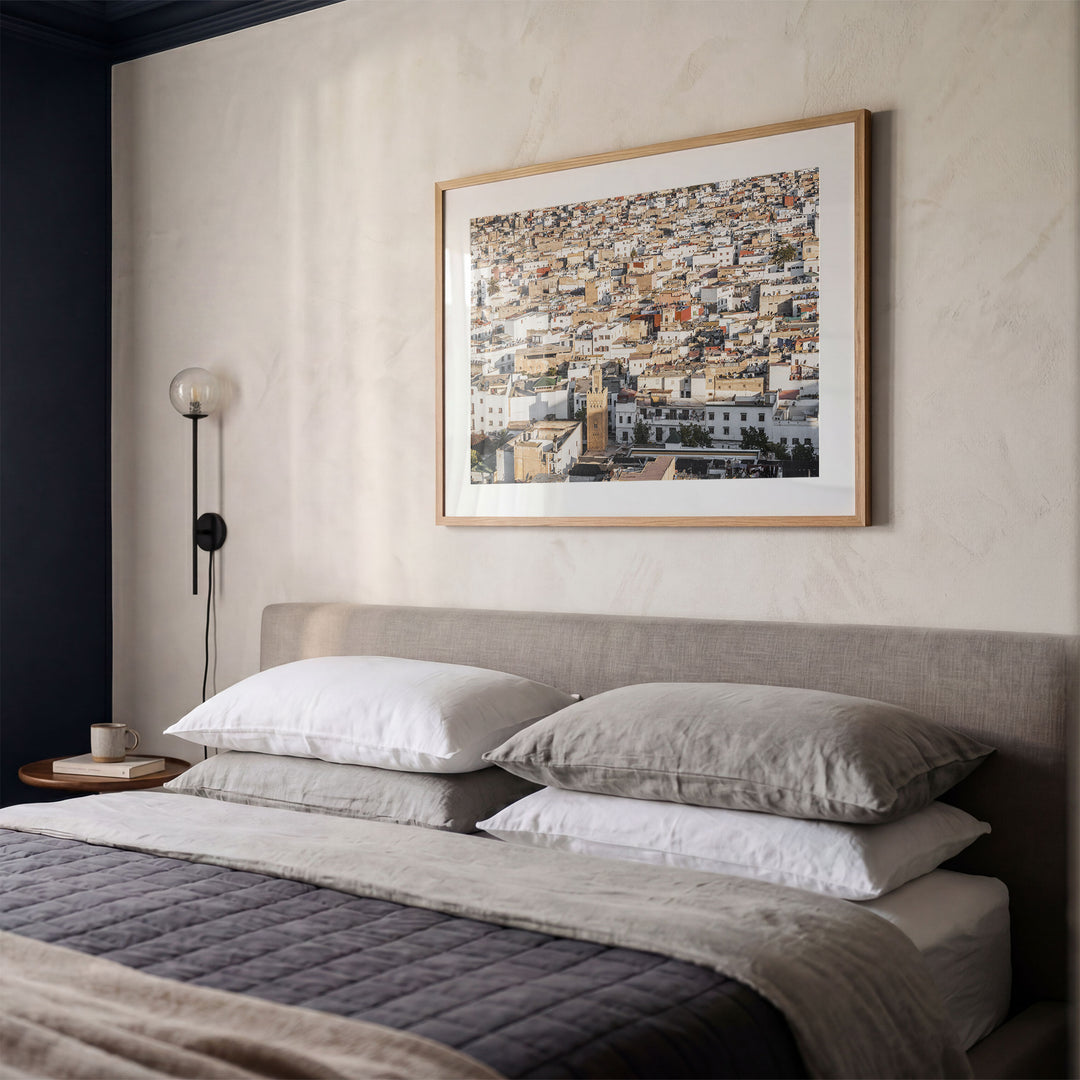 Medina of Rabat from Above, Morocco framed print styled on the wall