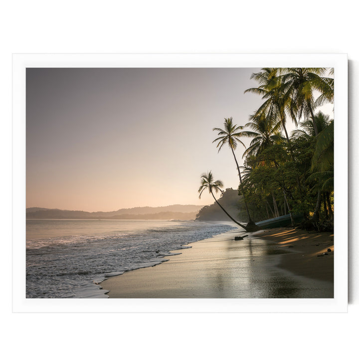 Palm Beach at Dawn, Drake Bay, Costa Rica print in a white frame without mat