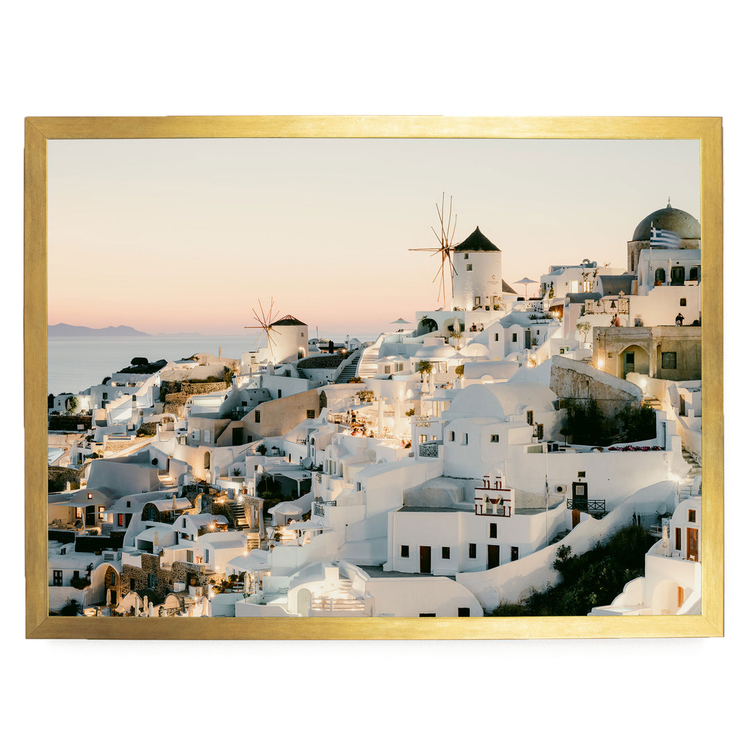 Sunset in Oia IV, Santorini, Greece print in a gold frame without mat