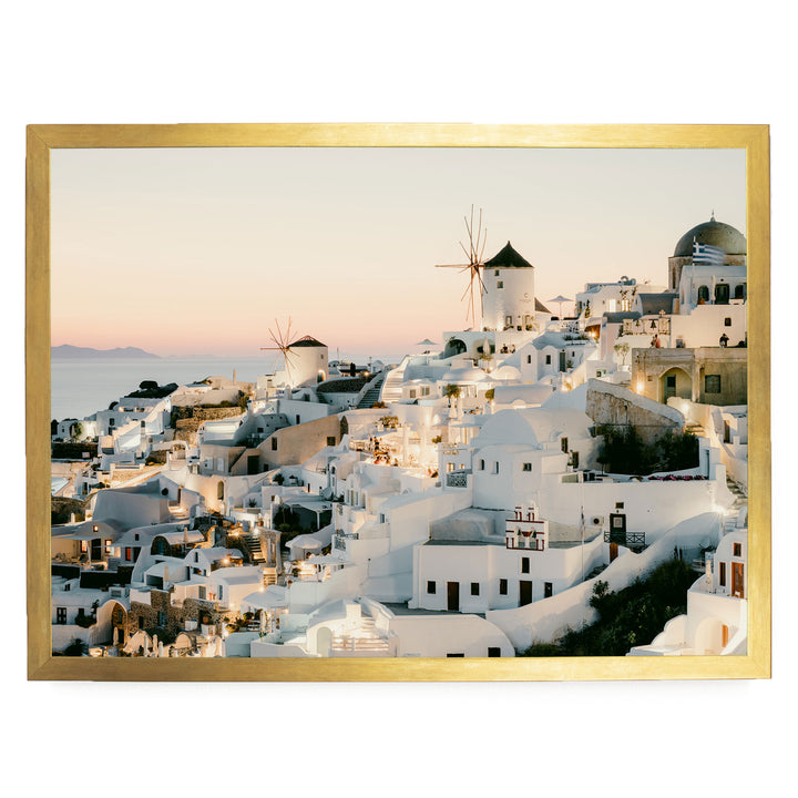 Sunset in Oia IV, Santorini, Greece print in a gold frame without mat