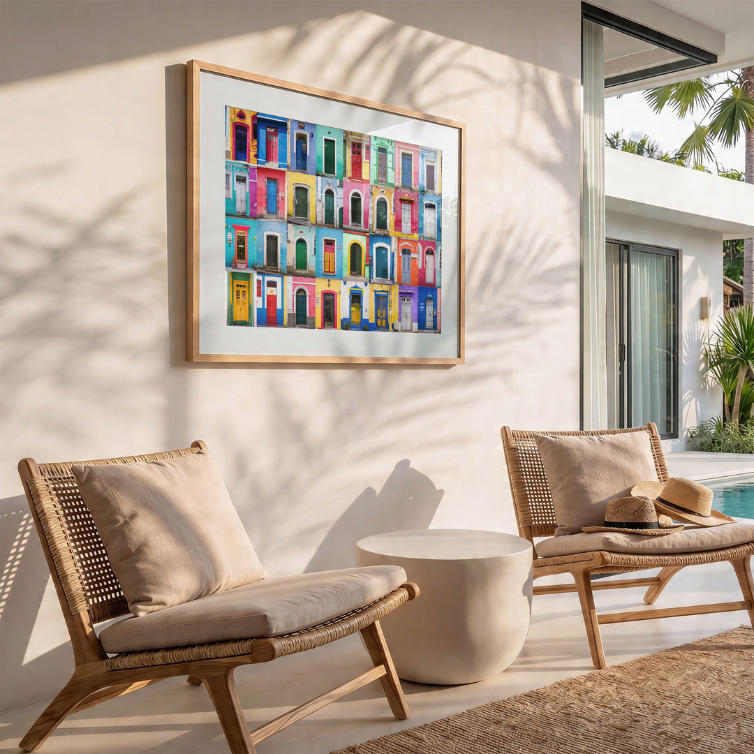 Colorful Doors of Brazil II wall art in a modern interior