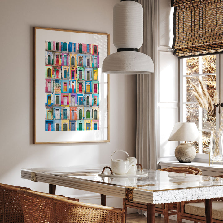 Colorful Doors of Brazil III framed print in a living room setting