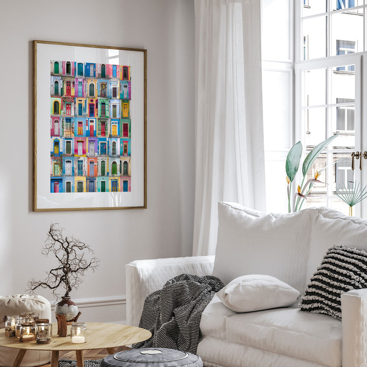 Colorful Doors of Brazil III wall art in a modern interior