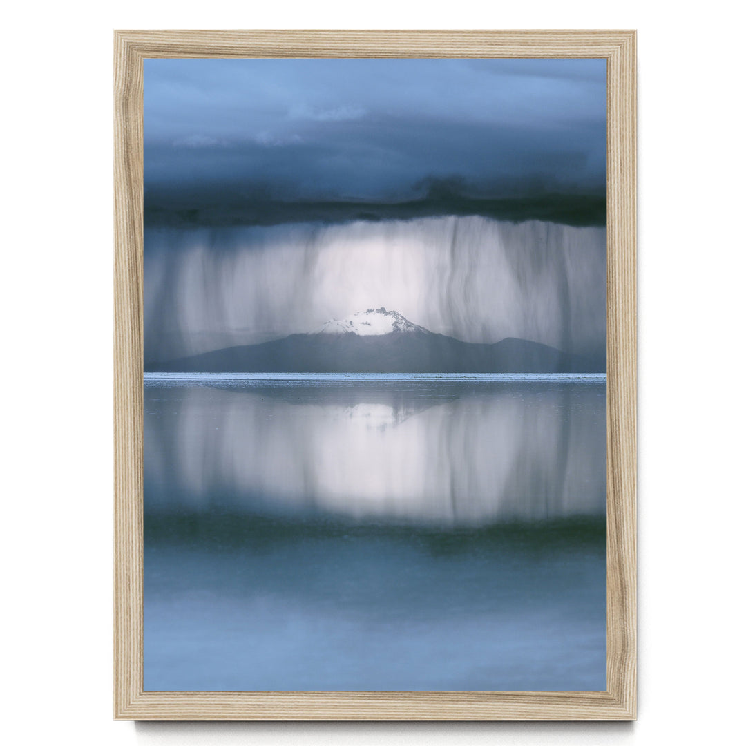 Storm over Salar de Uyuni I, Bolivia print in a natural wood frame without mat