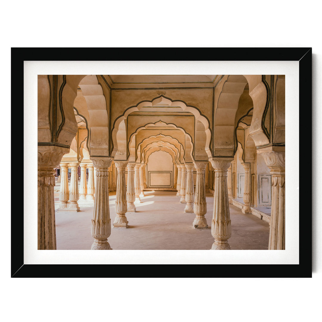 Archway, Amber Fort, Jaipur, India print in a black frame with white mat