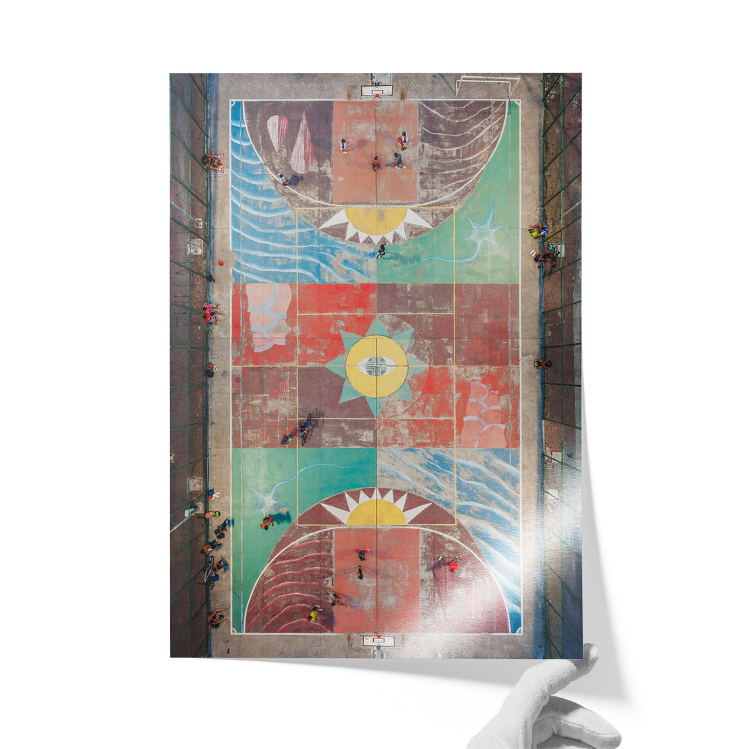 Painted Basketball Court from Above, Brazil unframed print on lustre photo paper