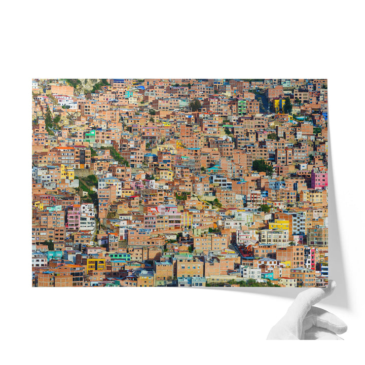 Colorful Houses of La Paz, Bolivia unframed print on matte fine art paper