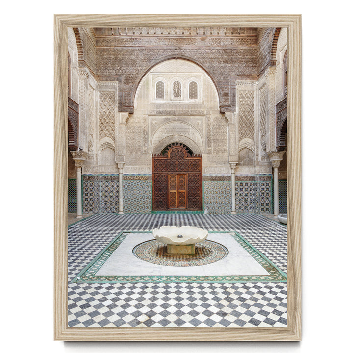 Madrasa Courtyard, Fes, Morocco print in a natural wood frame without mat