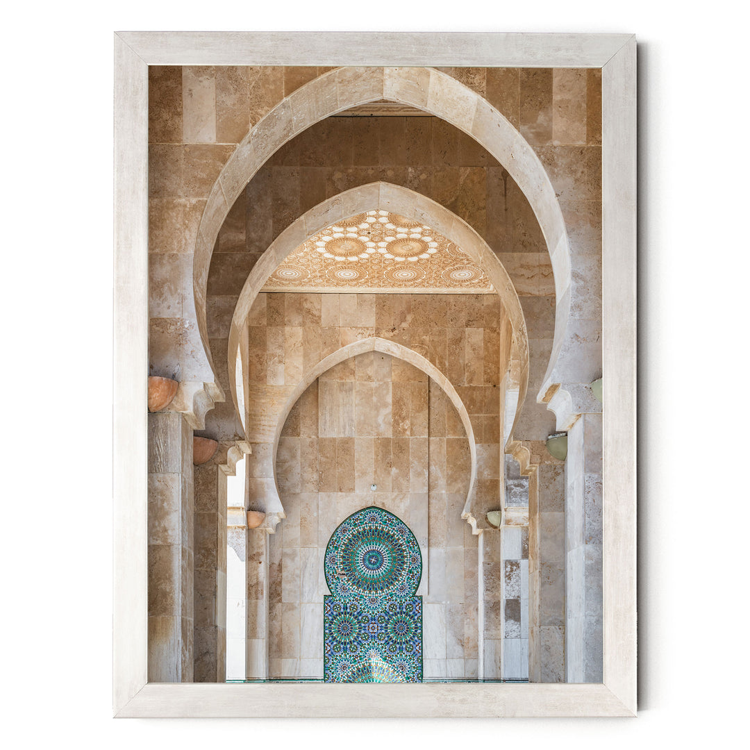 Mosaic Archway, Hassan II Mosque, Casablanca print in a silver frame without mat