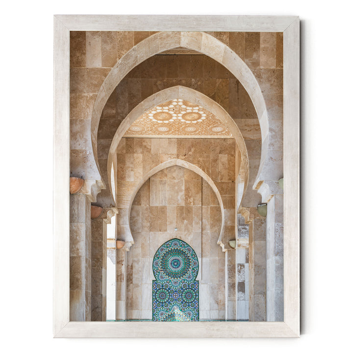 Mosaic Archway, Hassan II Mosque, Casablanca print in a silver frame without mat