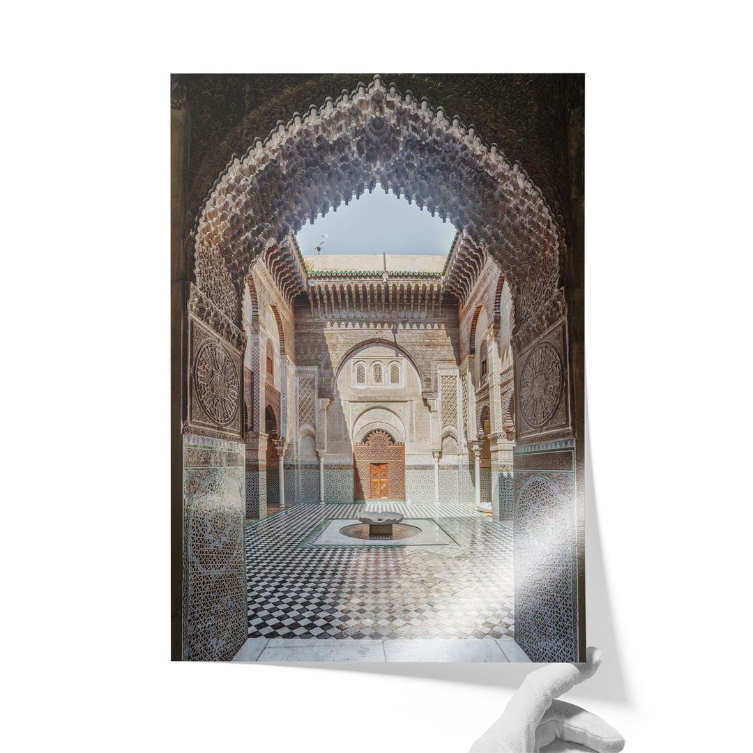 Ornate Madrasa Archway, Fes, Morocco unframed print on lustre photo paper