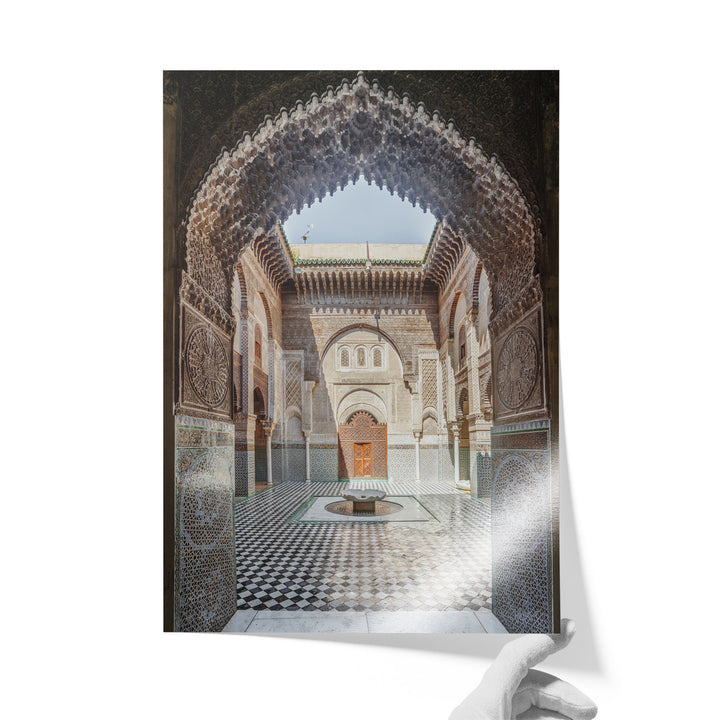 Ornate Madrasa Archway, Fes, Morocco unframed print on lustre photo paper