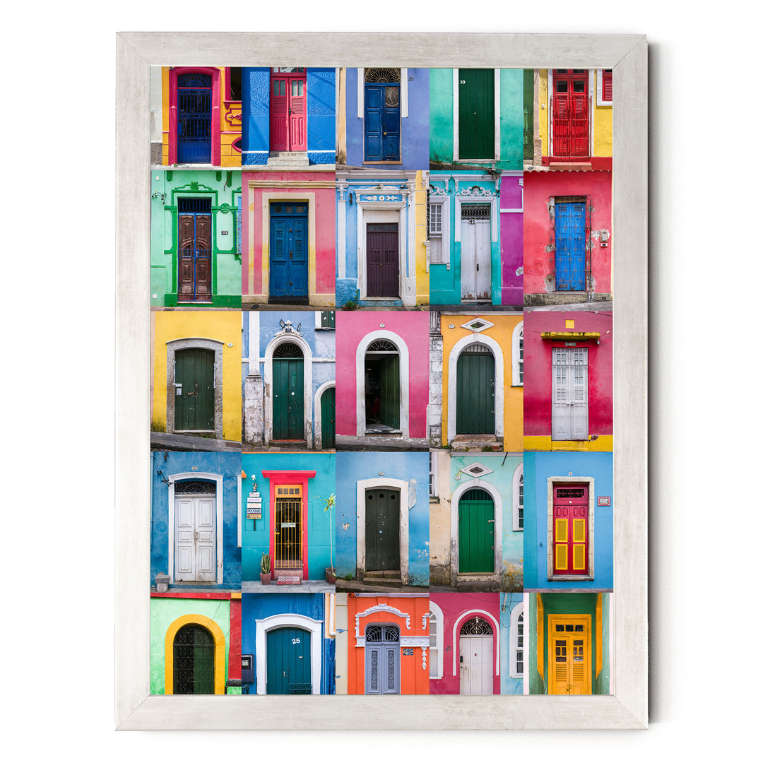 Colorful Doors of Brazil I print in a silver frame without mat