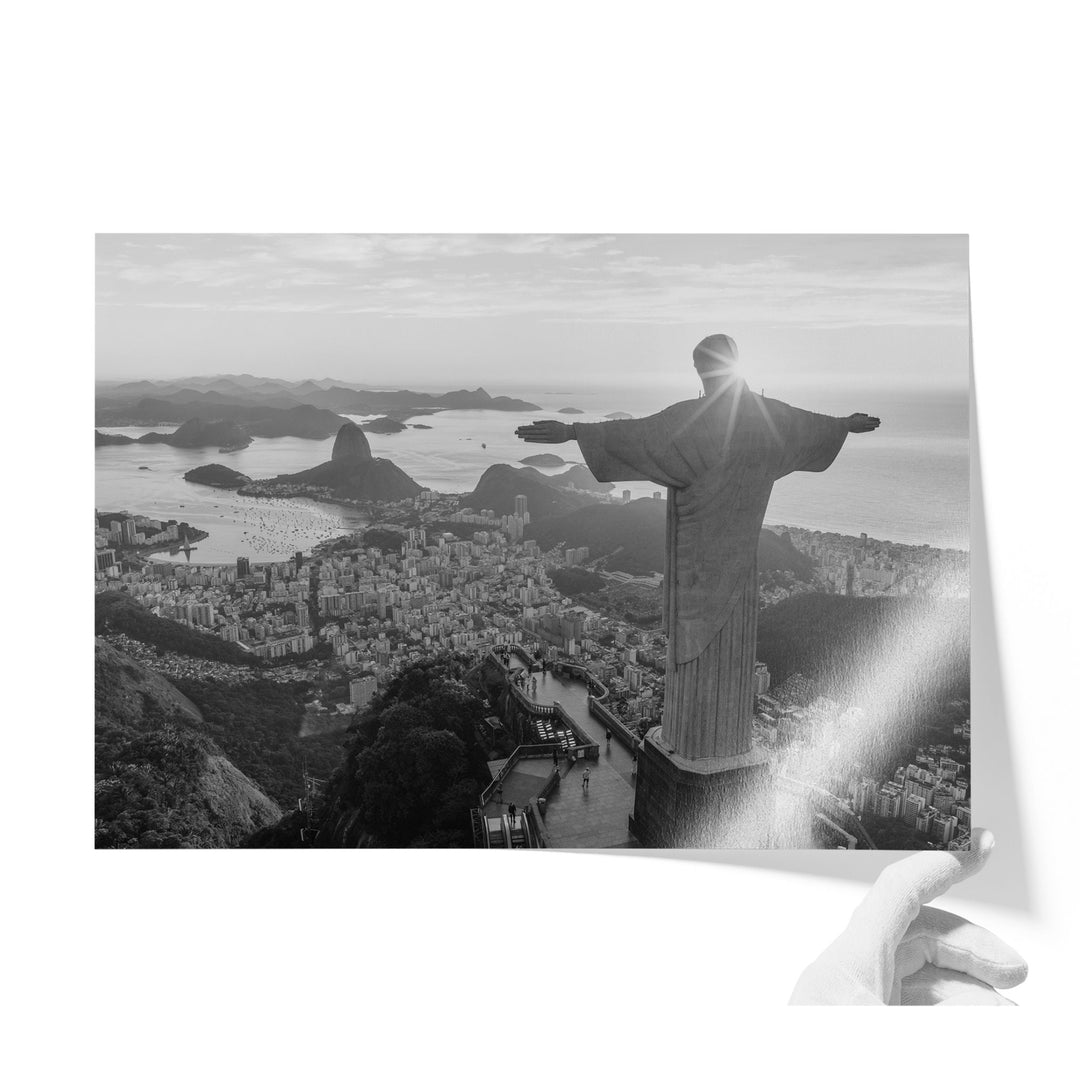 Christ the Redeemer, Rio de Janeiro, Brazil – B&amp;W unframed print on lustre photo paper